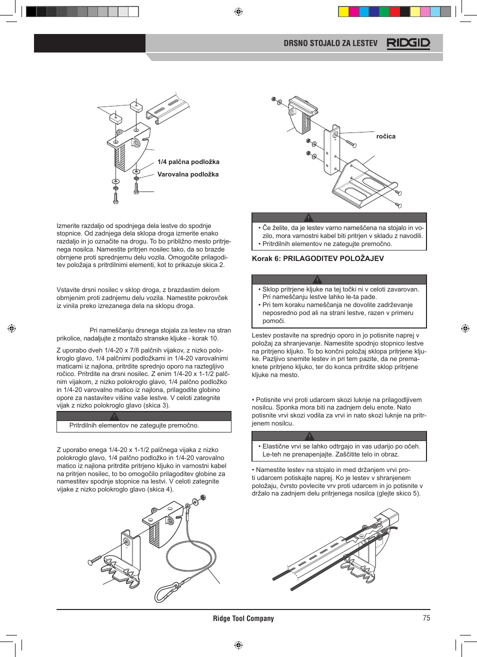 RIDGID SLIDING LADDER RACK 250 User Manual | Page 76 / 80