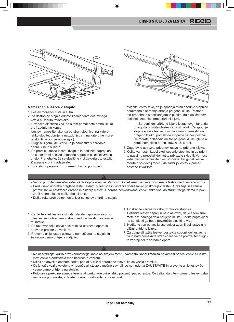 RIDGID SLIDING LADDER RACK 250 User Manual | Page 78 / 80