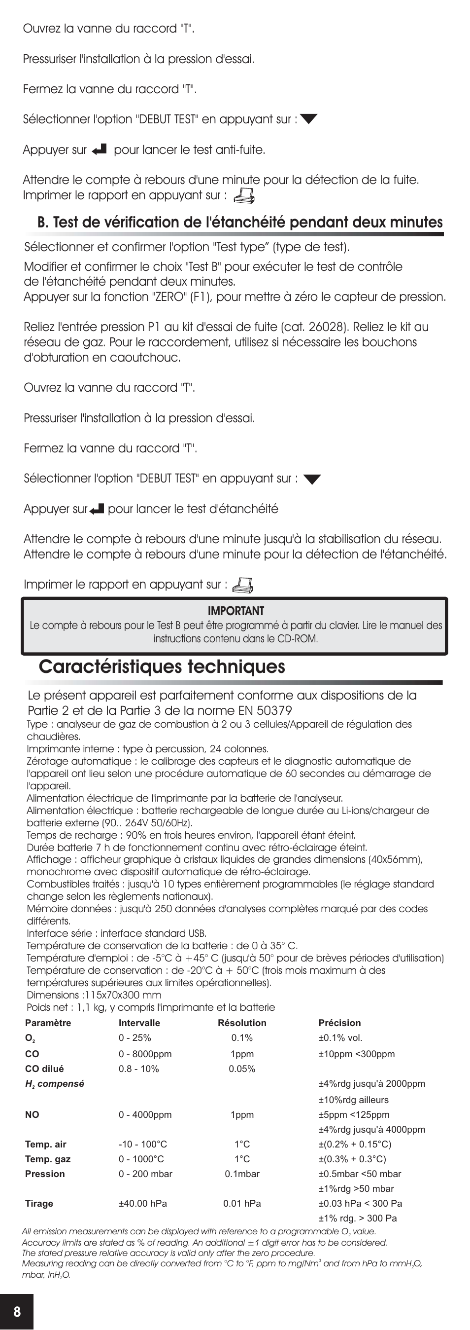 Caractéristiques techniques, Important | RIDGID FG-100 User Manual | Page 28 / 95