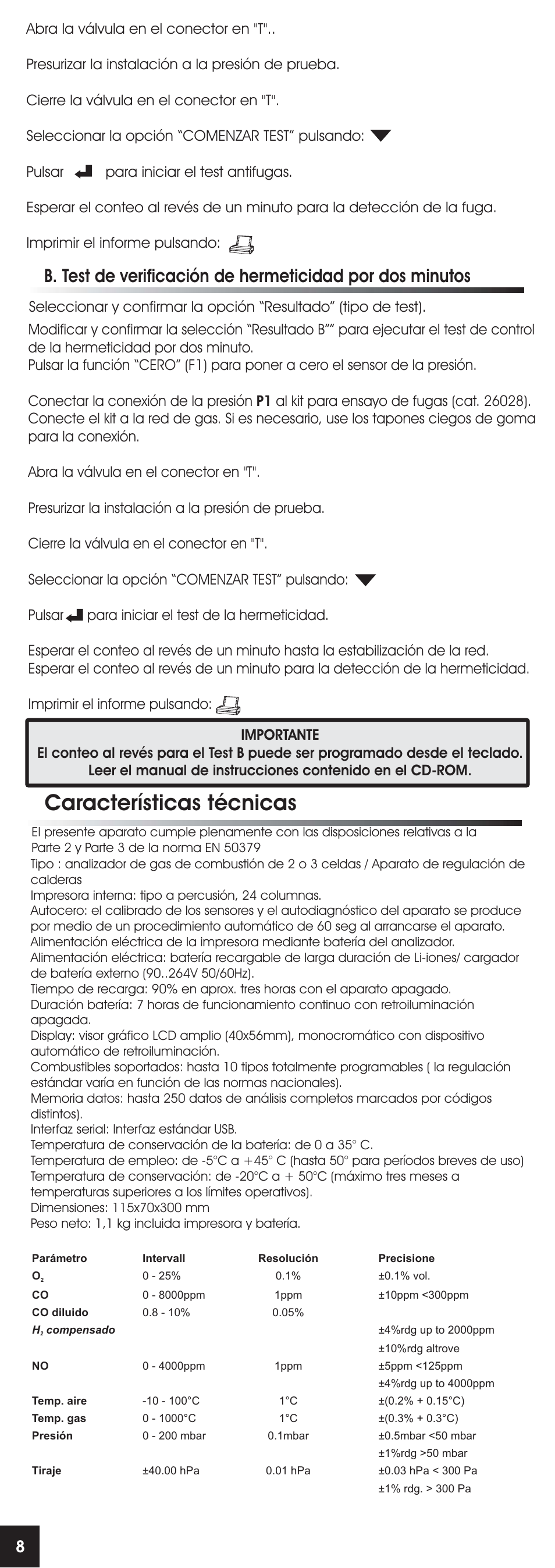 Características técnicas | RIDGID FG-100 User Manual | Page 37 / 95