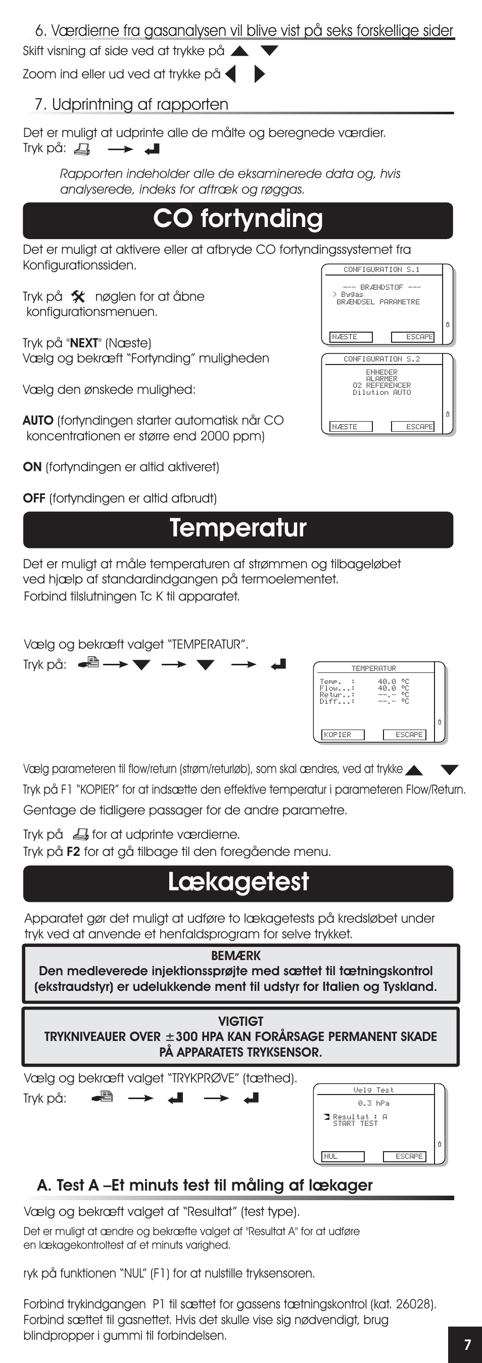 Co fortynding, Lækagetest temperatur, A. test a –et minuts test til måling af lækager | Skift visning af side ved at trykke på | RIDGID FG-100 User Manual | Page 64 / 95