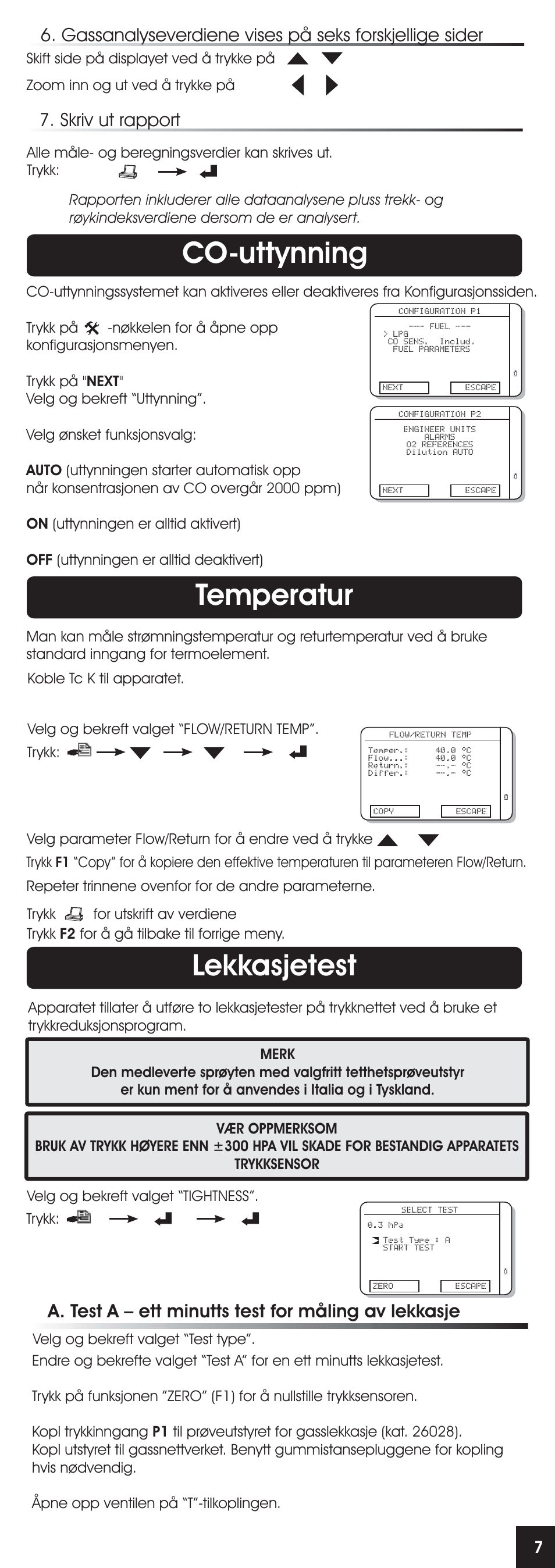 Co-uttynning, Lekkasjetest temperatur | RIDGID FG-100 User Manual | Page 82 / 95