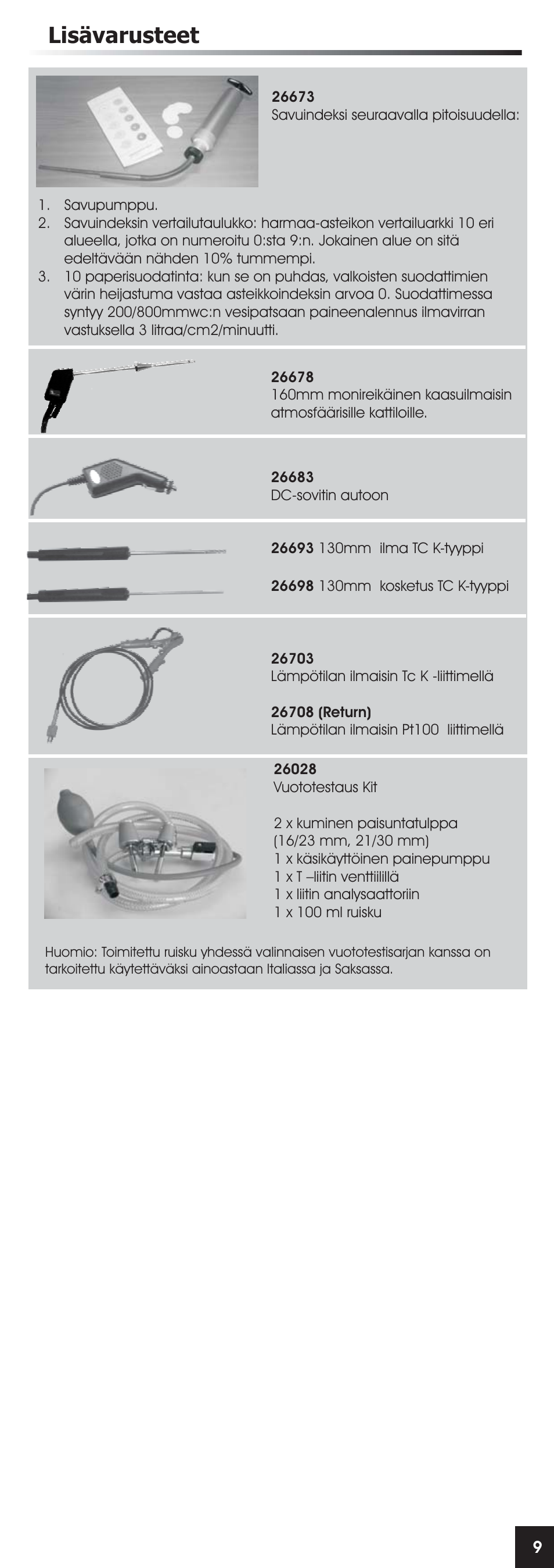 Lisävarusteet | RIDGID FG-100 User Manual | Page 93 / 95