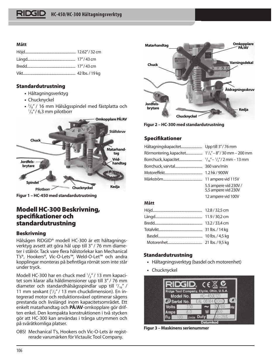 RIDGID HC-300 User Manual | Page 108 / 320