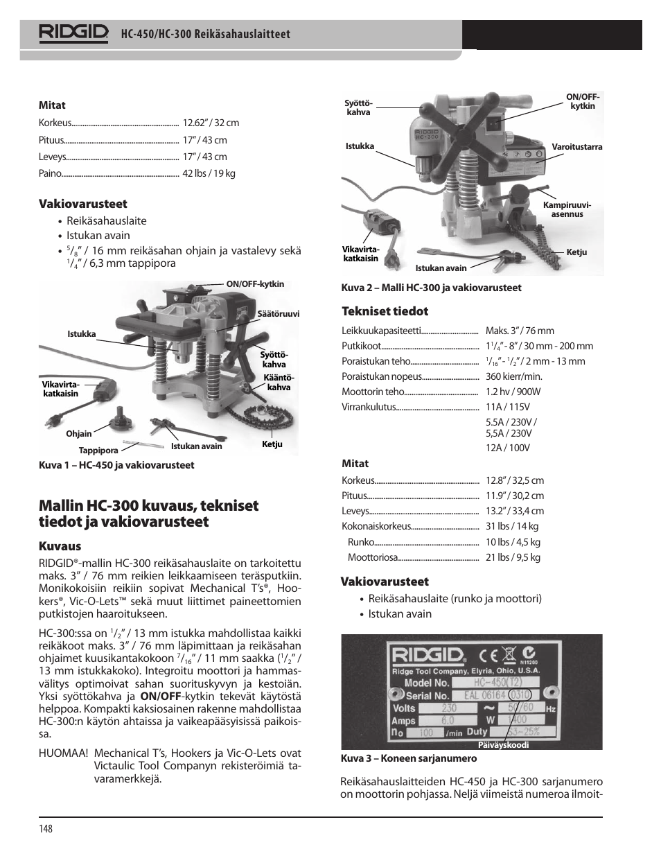 RIDGID HC-300 User Manual | Page 150 / 320