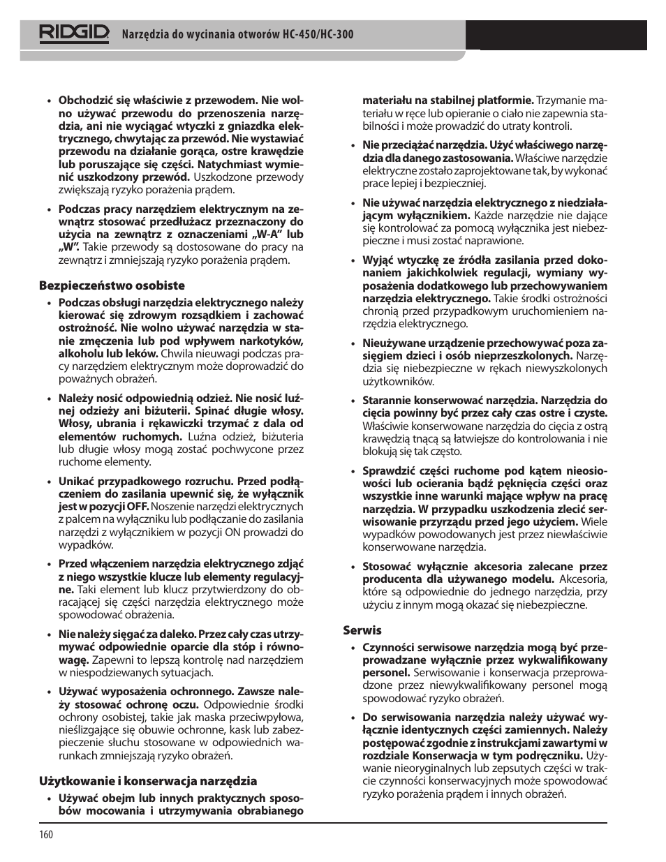 RIDGID HC-300 User Manual | Page 162 / 320