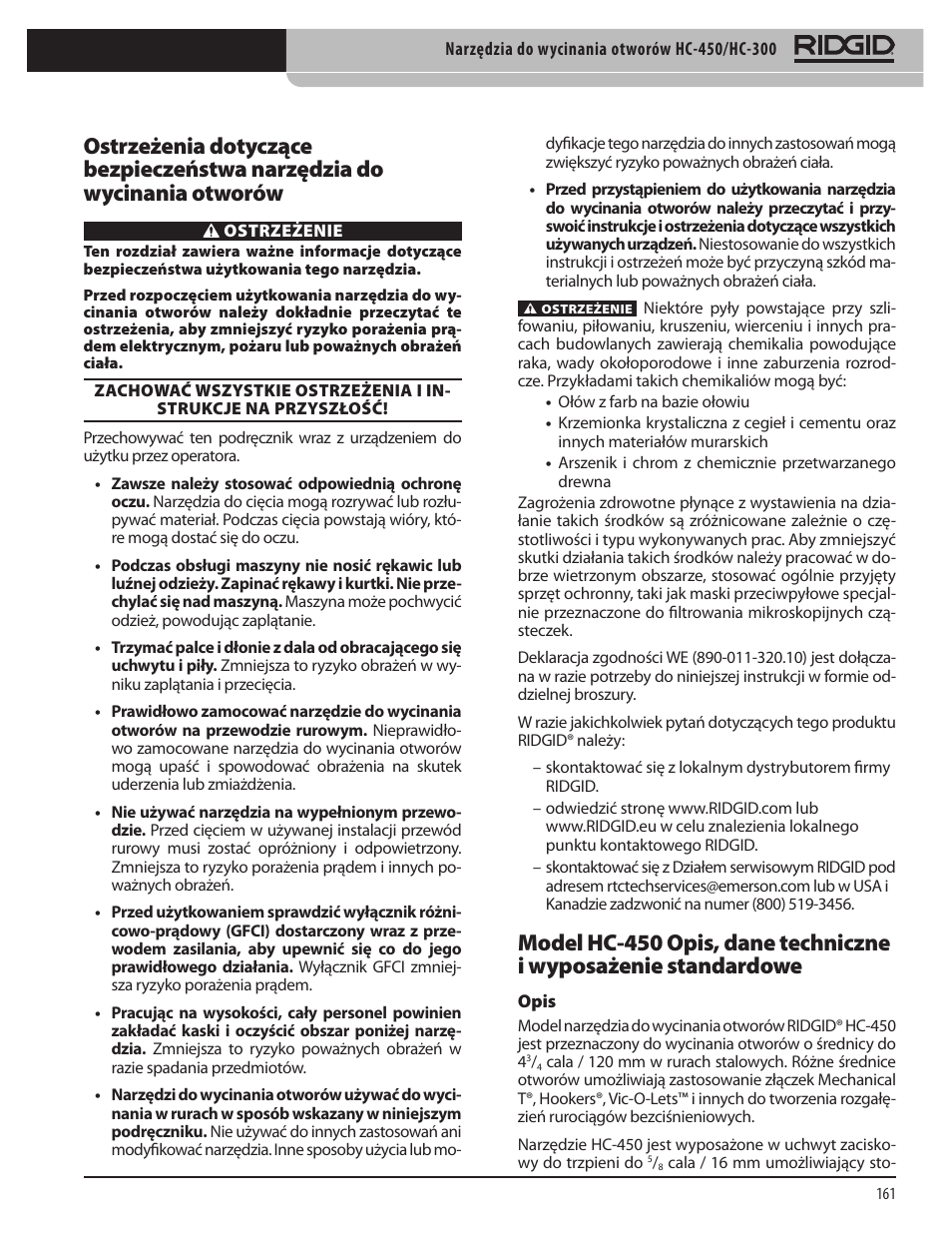 RIDGID HC-300 User Manual | Page 163 / 320