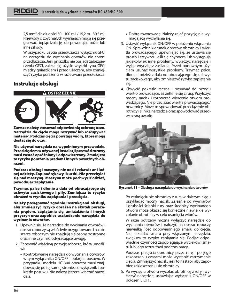 Instrukcje obsługi | RIDGID HC-300 User Manual | Page 170 / 320