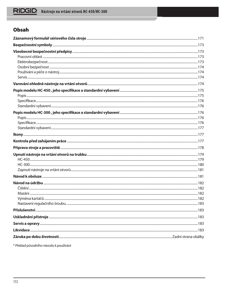 RIDGID HC-300 User Manual | Page 174 / 320