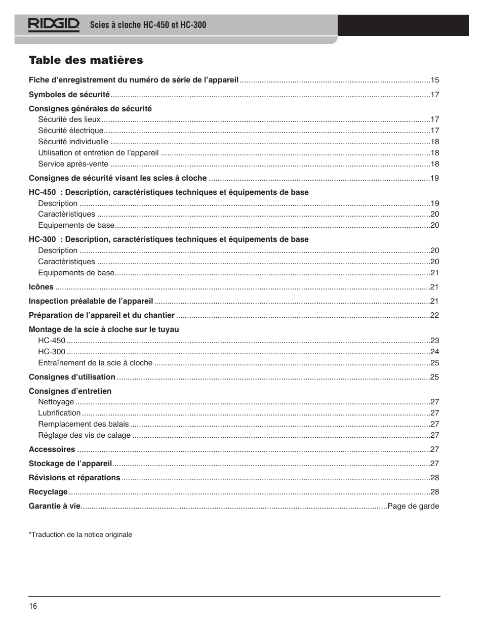 RIDGID HC-300 User Manual | Page 18 / 320