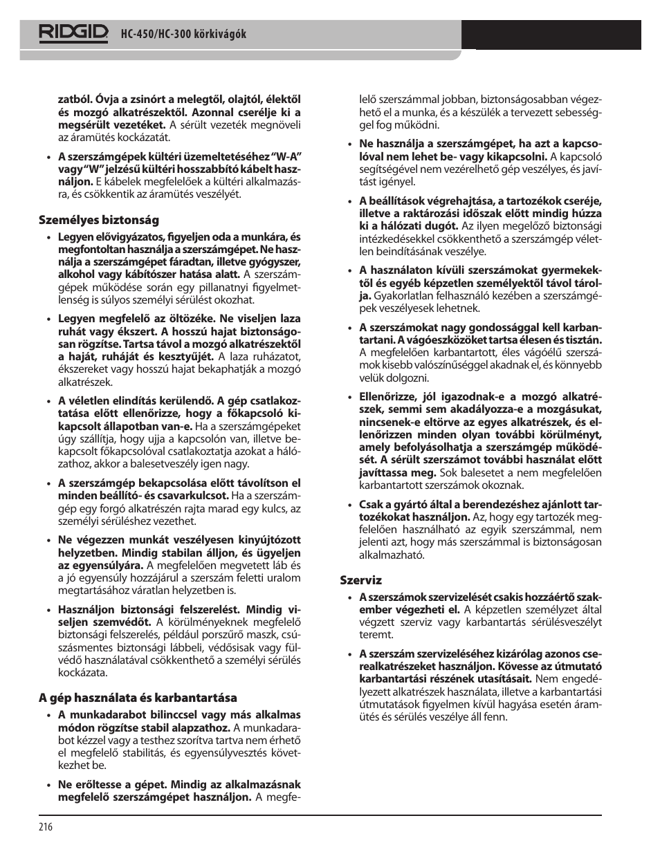 RIDGID HC-300 User Manual | Page 218 / 320
