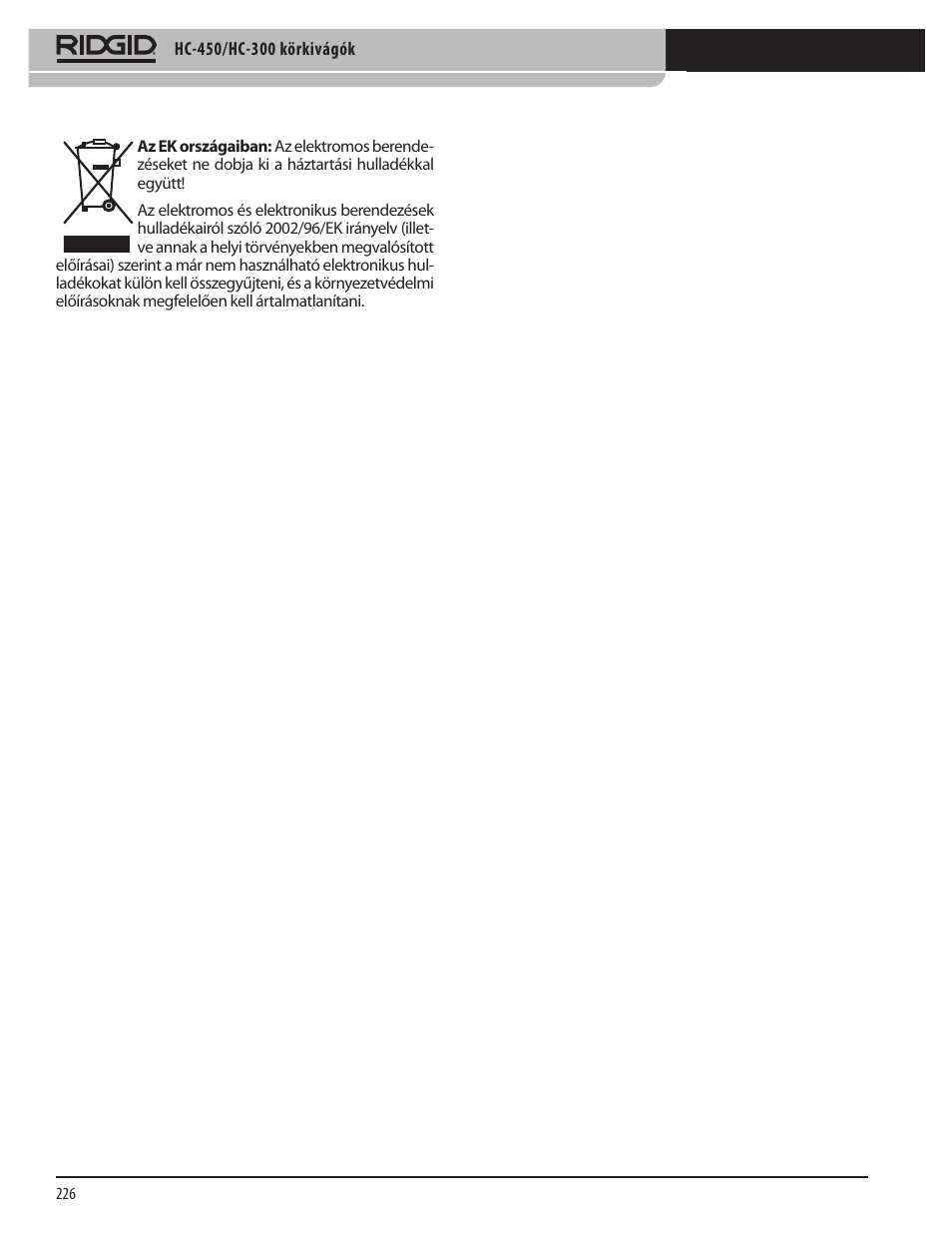 RIDGID HC-300 User Manual | Page 228 / 320
