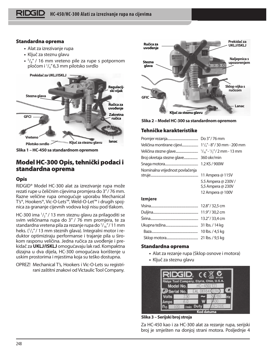 RIDGID HC-300 User Manual | Page 250 / 320