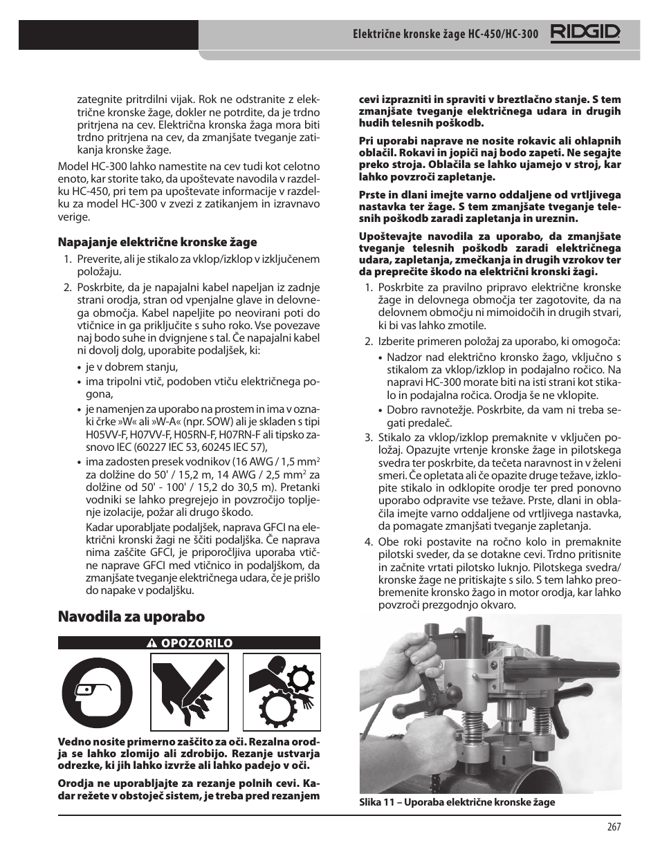 Navodila za uporabo | RIDGID HC-300 User Manual | Page 269 / 320