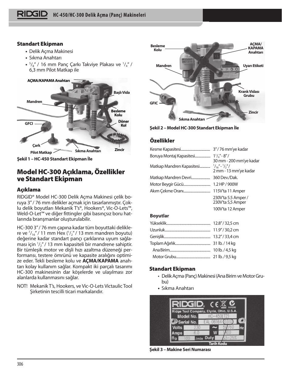 RIDGID HC-300 User Manual | Page 308 / 320