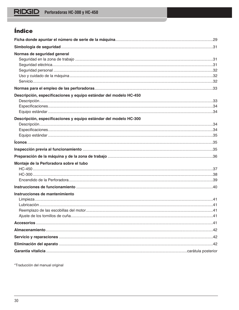 Índice | RIDGID HC-300 User Manual | Page 32 / 320