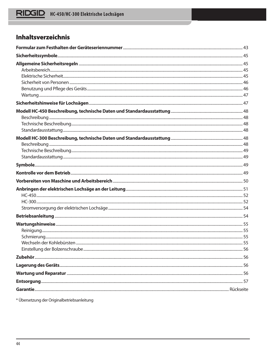 RIDGID HC-300 User Manual | Page 46 / 320