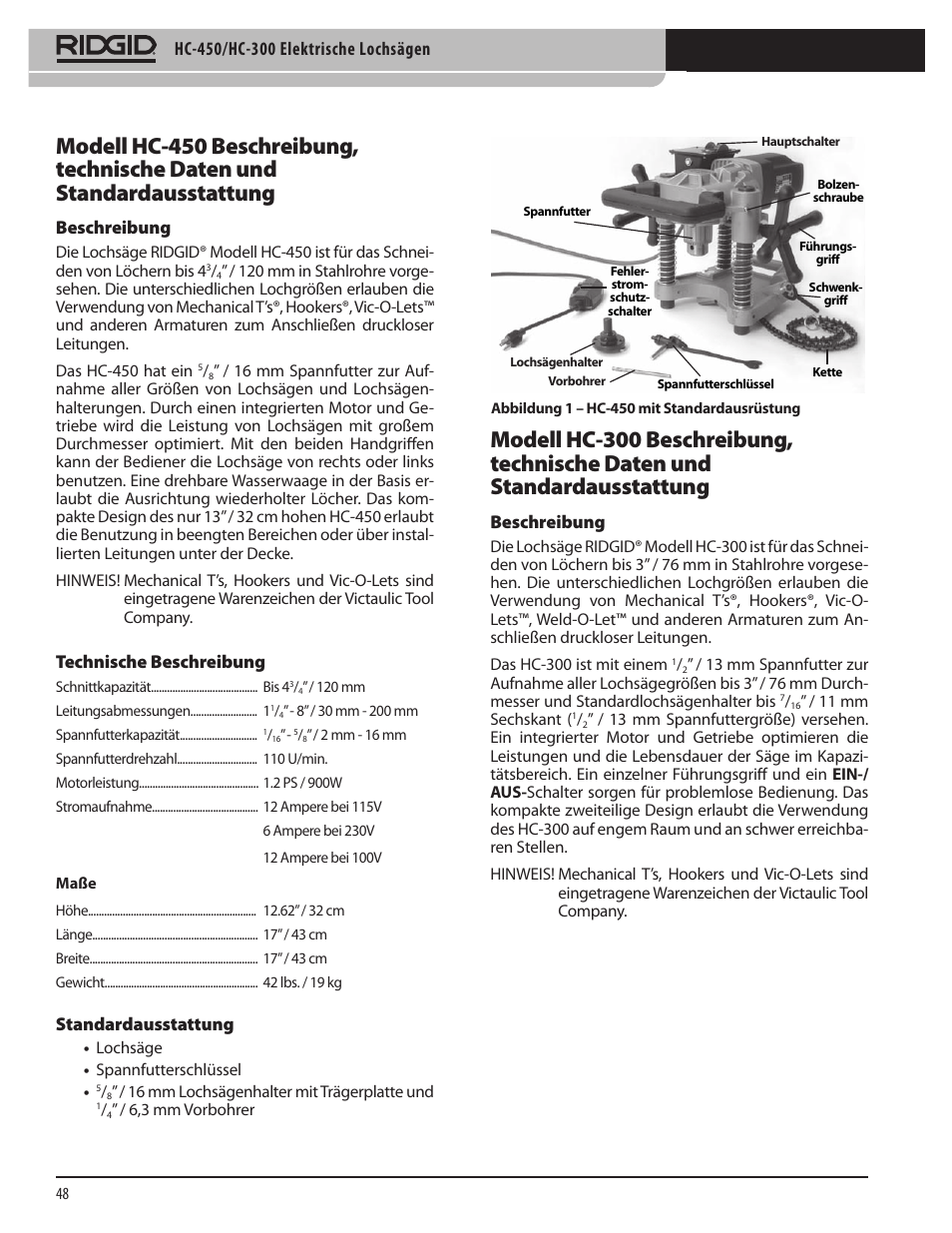 RIDGID HC-300 User Manual | Page 50 / 320