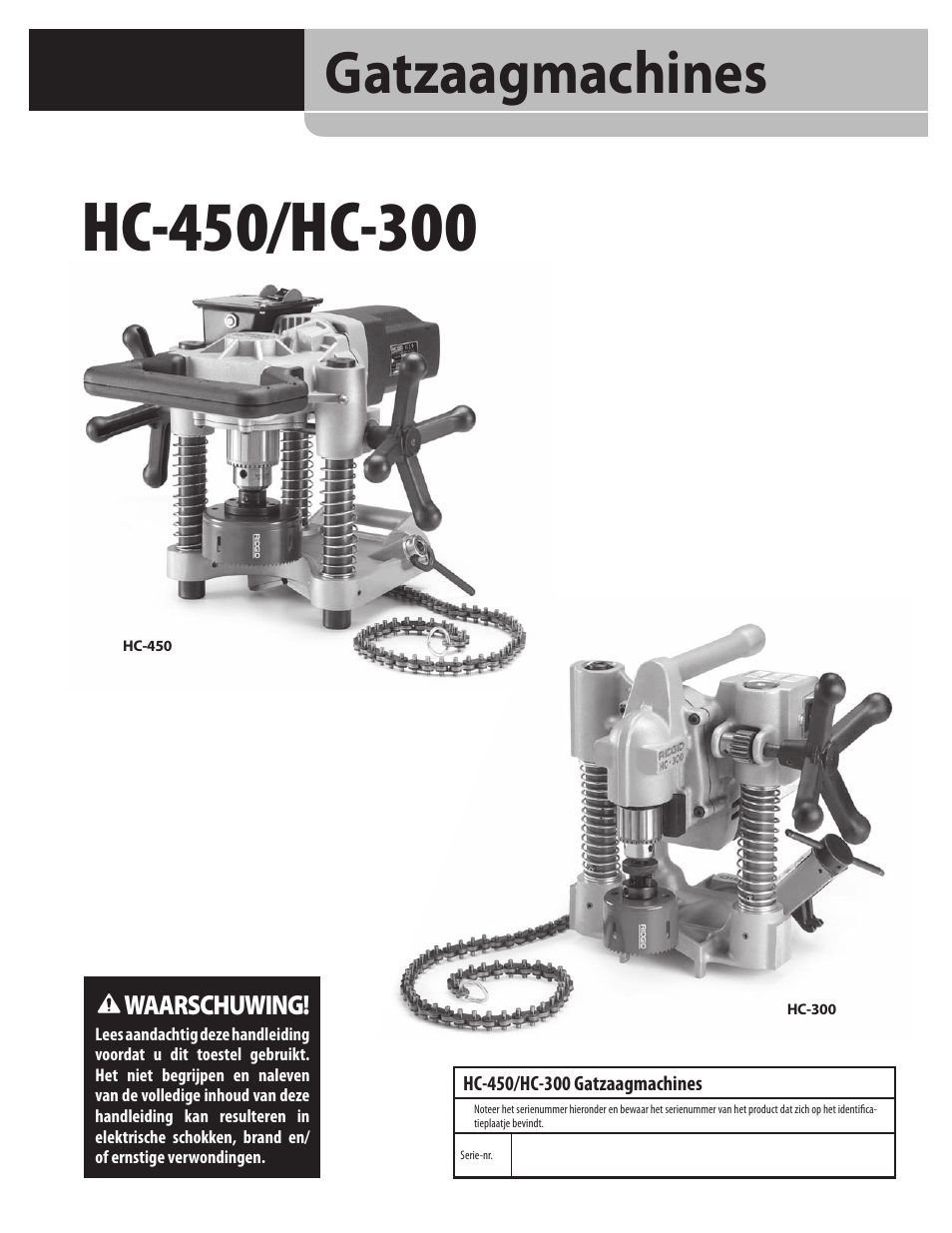Nl_09141 hc-450-300 hi-res, Gatzaagmachines | RIDGID HC-300 User Manual | Page 61 / 320