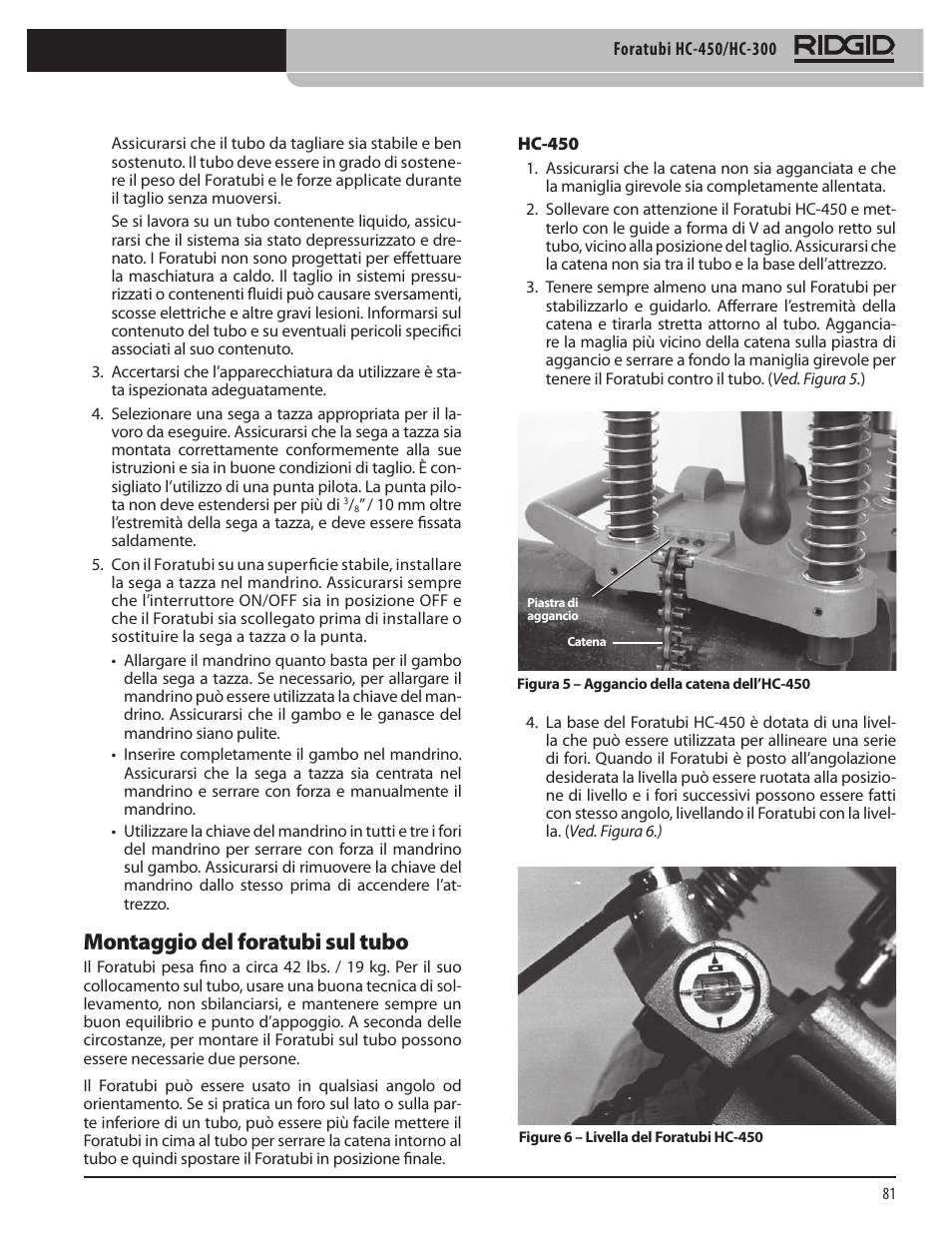Montaggio del foratubi sul tubo | RIDGID HC-300 User Manual | Page 83 / 320