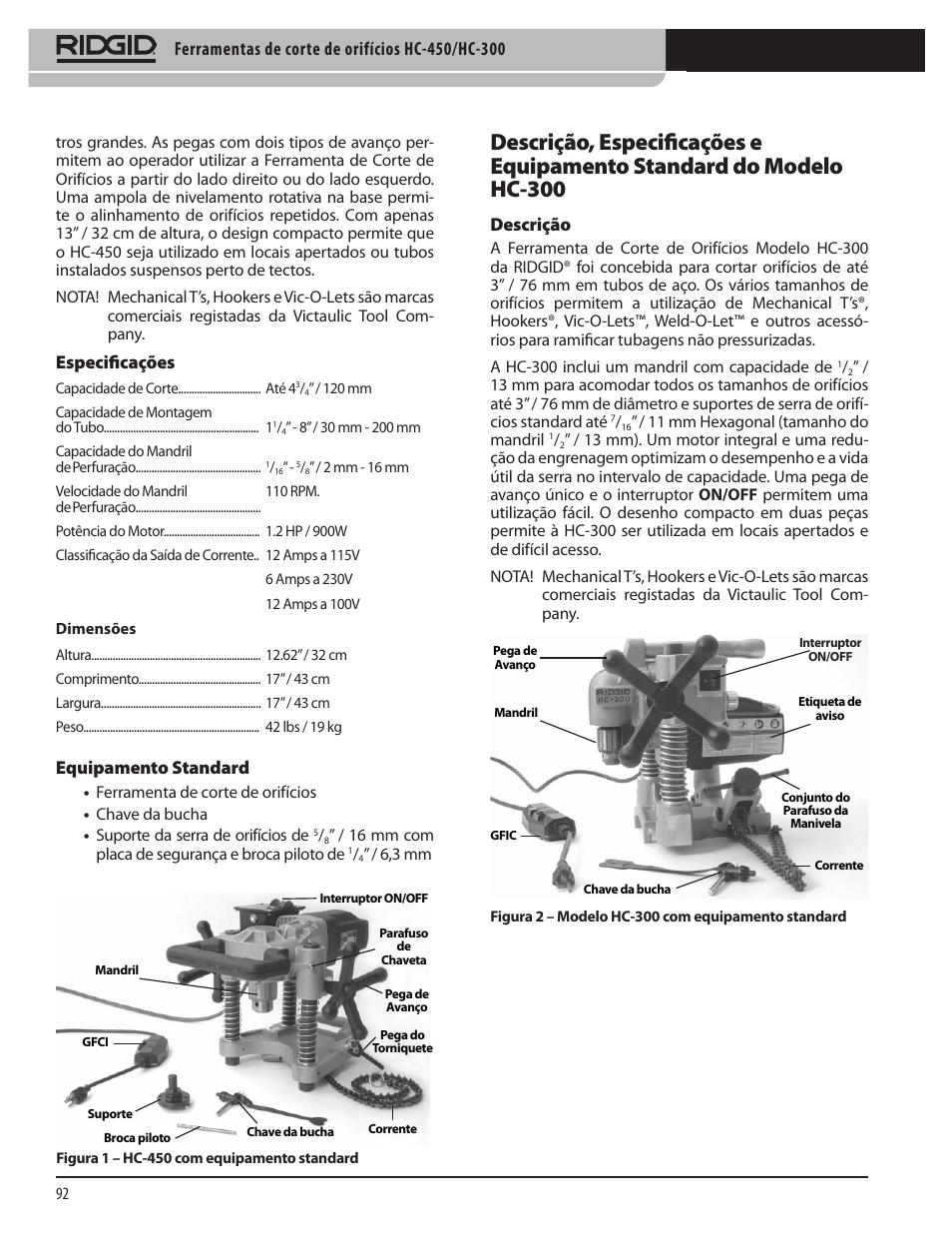 RIDGID HC-300 User Manual | Page 94 / 320