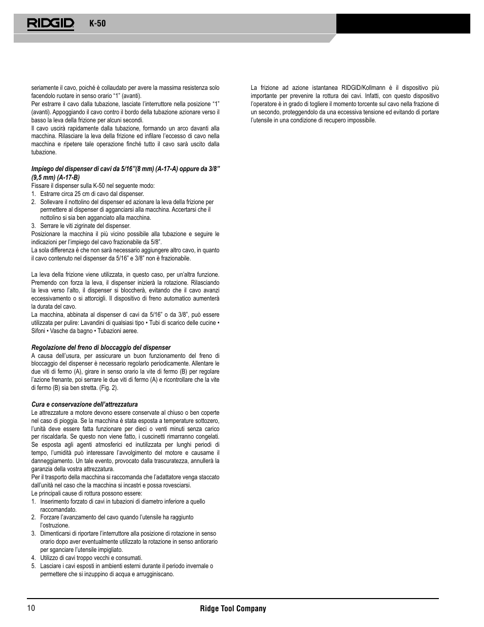 K-50 | RIDGID K-50 User Manual | Page 11 / 39