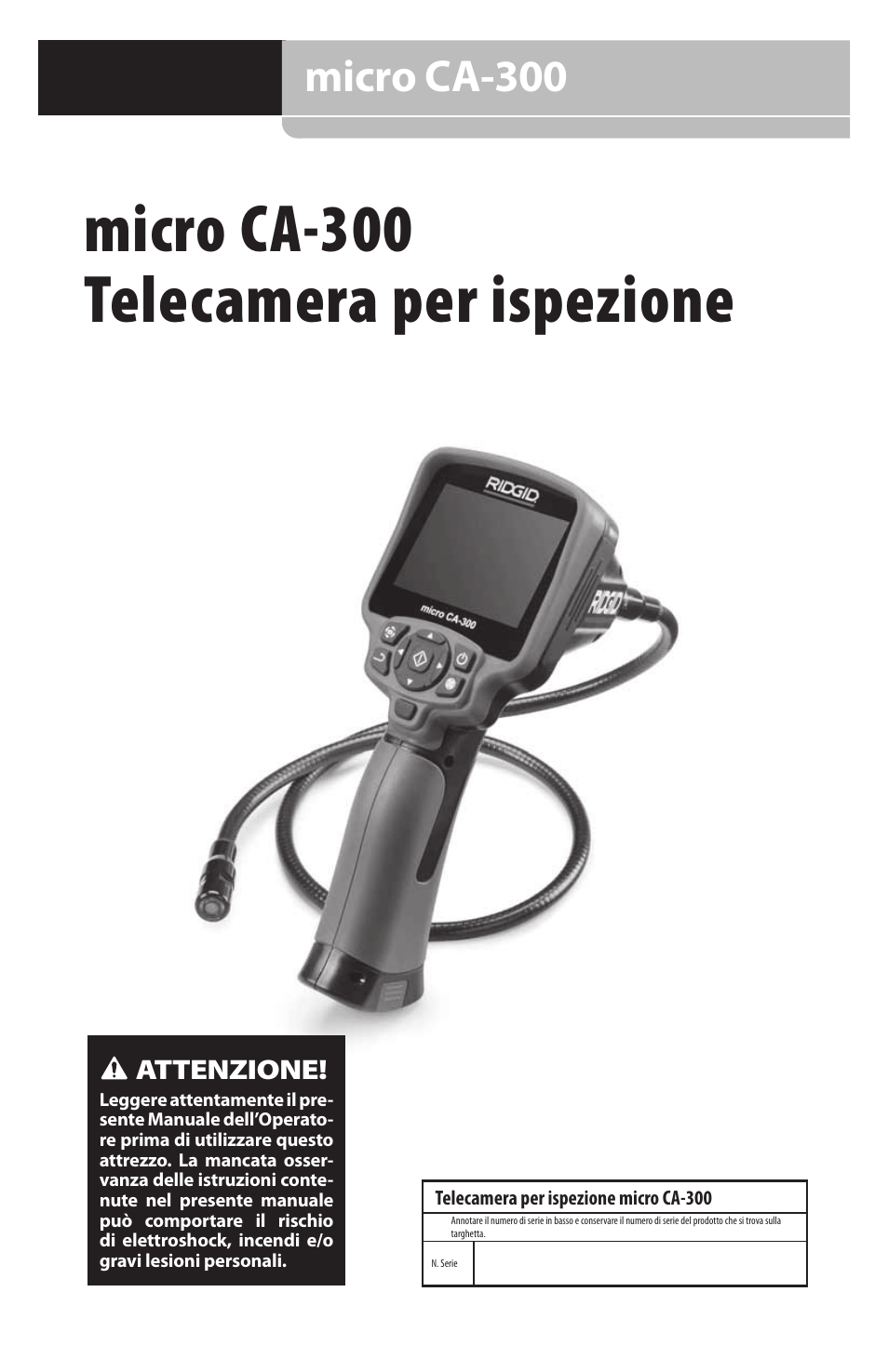 It 09181 micro ca-300, Micro ca-300 telecamera per ispezione, Micro ca-300 | RIDGID micro CA-300 User Manual | Page 109 / 472