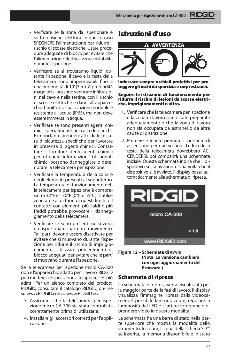 Istruzioni d'uso, Schermata di ripresa | RIDGID micro CA-300 User Manual | Page 119 / 472