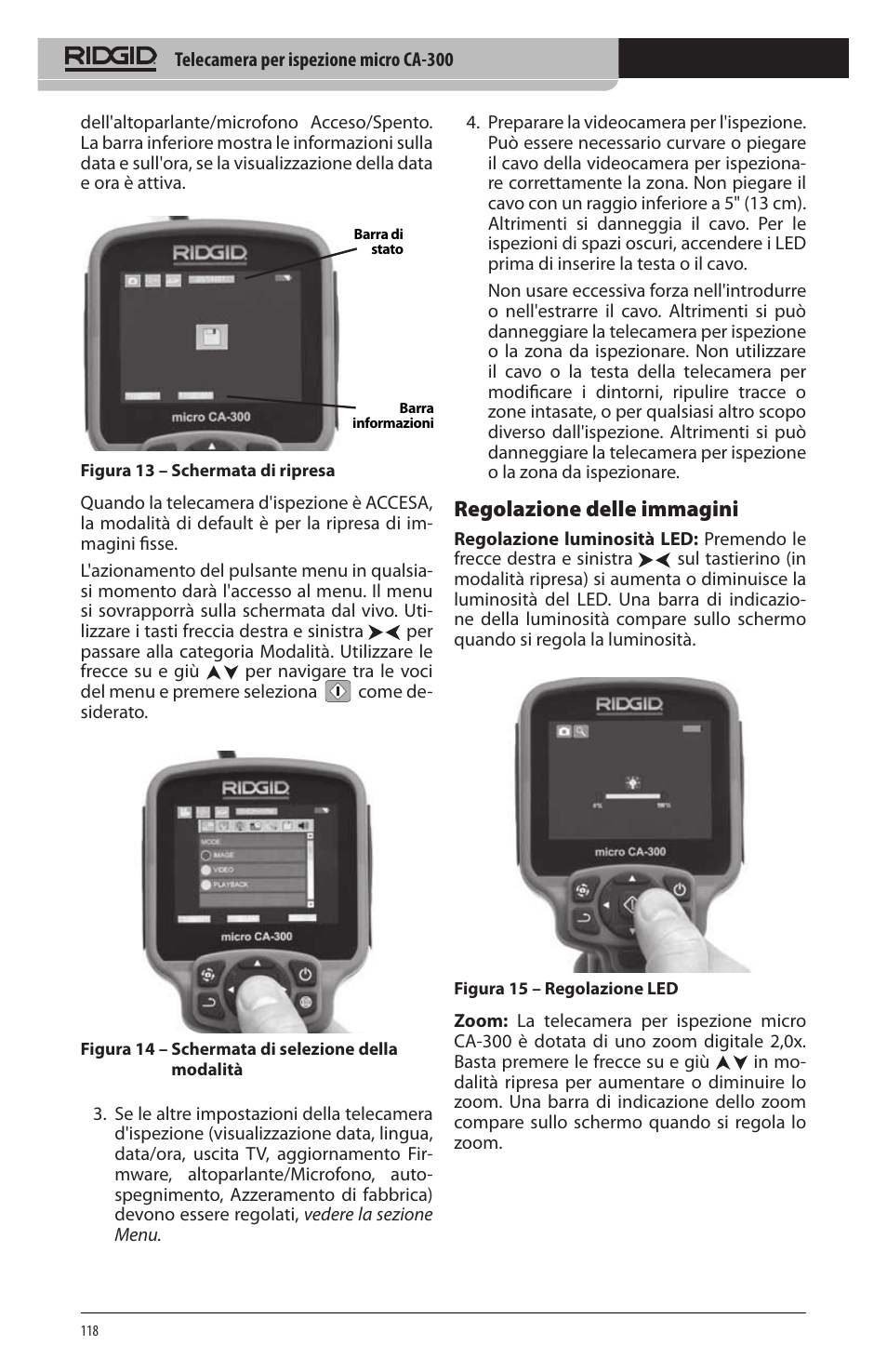 Regolazione delle immagini | RIDGID micro CA-300 User Manual | Page 120 / 472