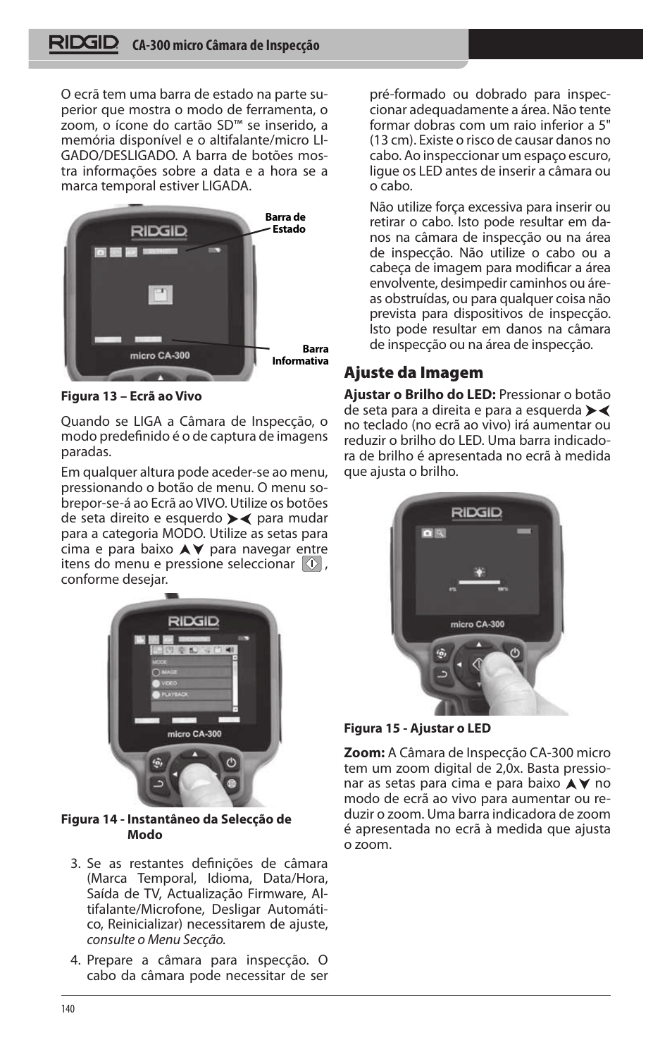 Ajuste da imagem | RIDGID micro CA-300 User Manual | Page 142 / 472
