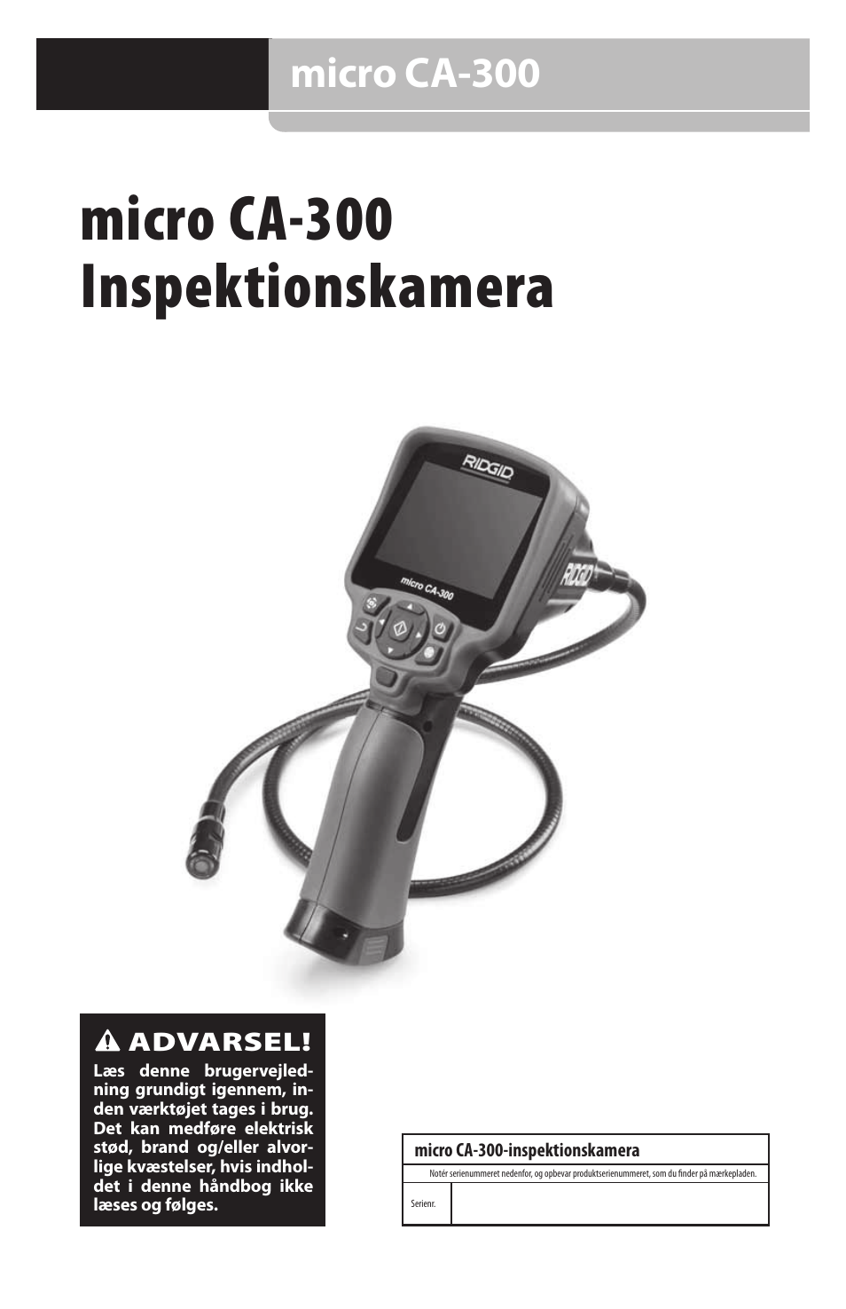 Da 09181 micro ca-300, Micro ca-300 inspektionskamera, Micro ca-300 | RIDGID micro CA-300 User Manual | Page 173 / 472