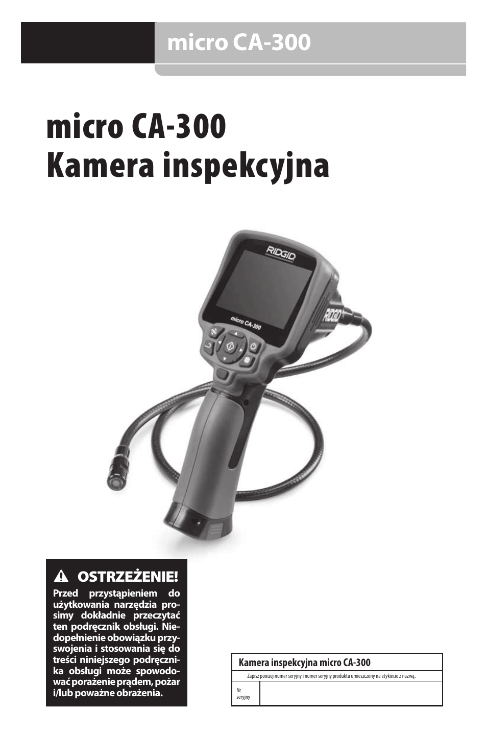 Pl 09181 micro ca-300, Micro ca-300 kamera inspekcyjna, Micro ca-300 | RIDGID micro CA-300 User Manual | Page 233 / 472