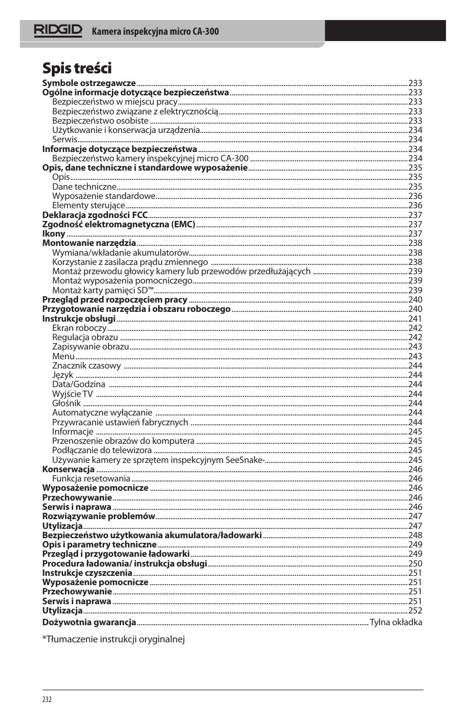 RIDGID micro CA-300 User Manual | Page 234 / 472