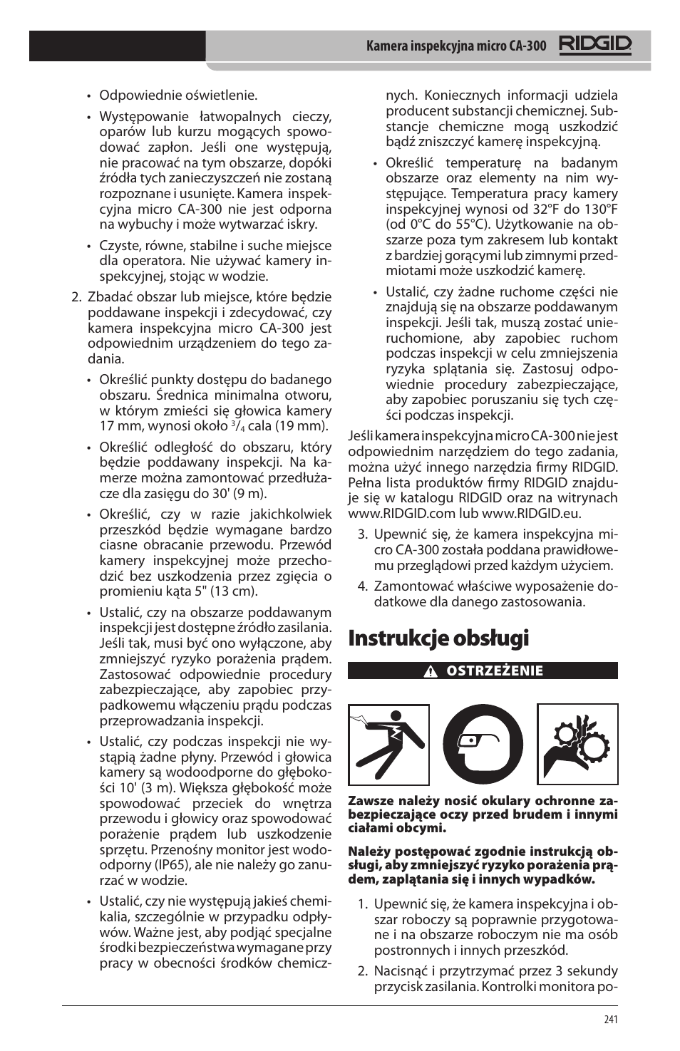 Instrukcje obsługi | RIDGID micro CA-300 User Manual | Page 243 / 472