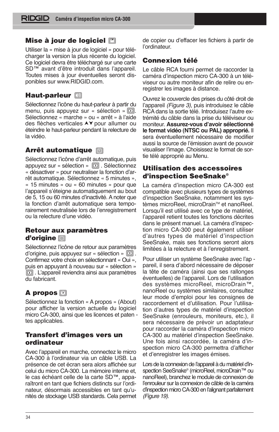 RIDGID micro CA-300 User Manual | Page 36 / 472