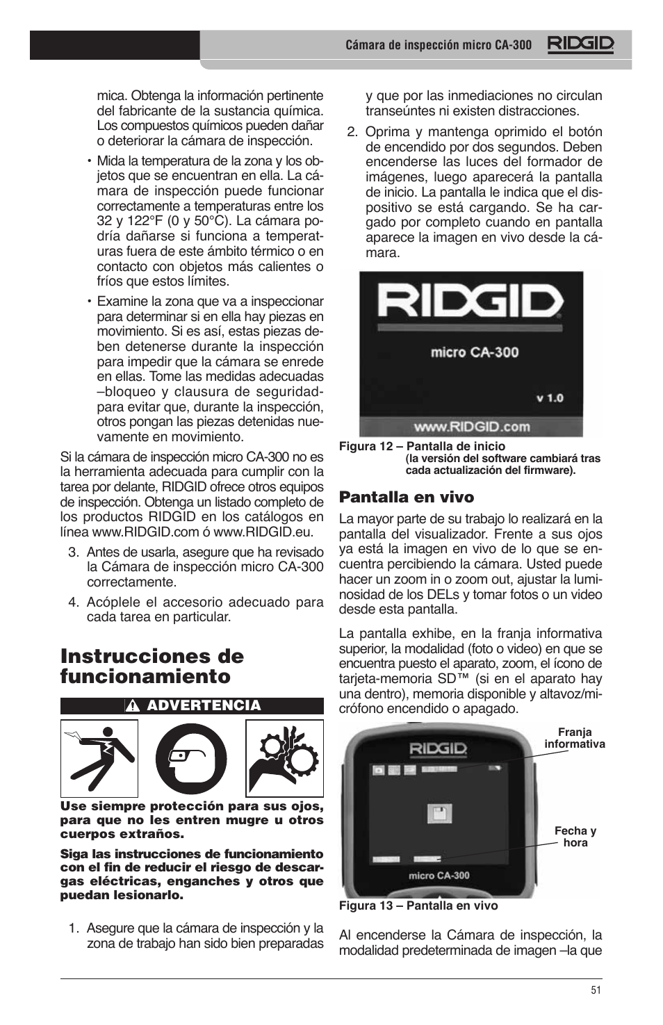 Instrucciones de funcionamiento | RIDGID micro CA-300 User Manual | Page 53 / 472