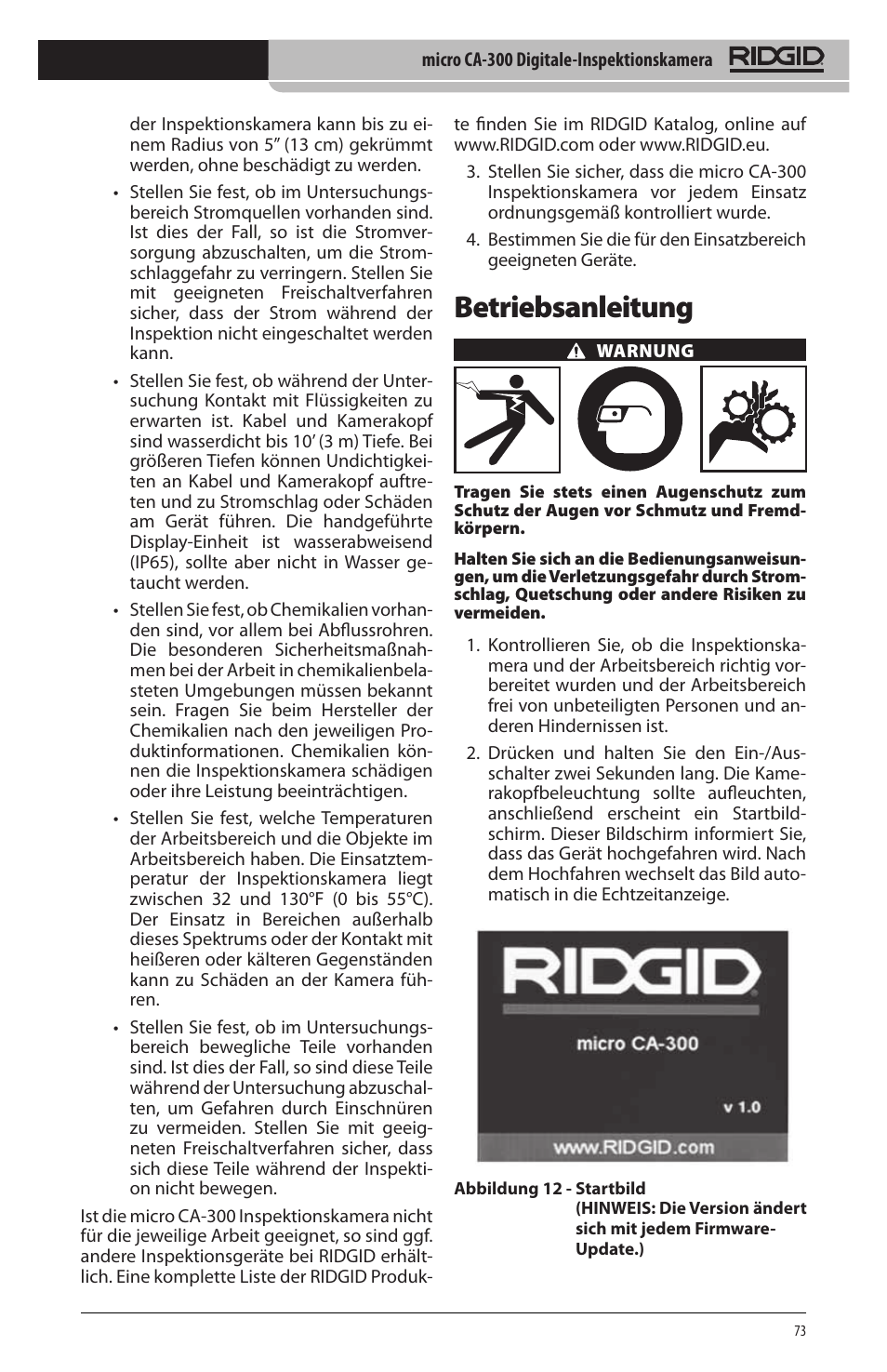 Betriebsanleitung | RIDGID micro CA-300 User Manual | Page 75 / 472