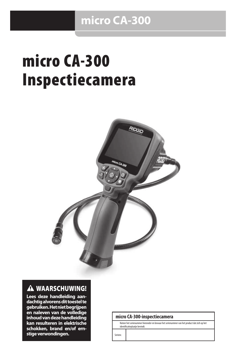 Nl 09181 micro ca-300, Micro ca-300 inspectiecamera, Micro ca-300 | RIDGID micro CA-300 User Manual | Page 87 / 472