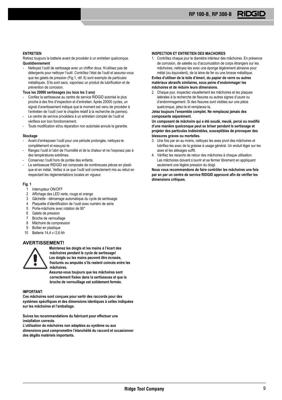 RIDGID RP 300-B User Manual | Page 10 / 58