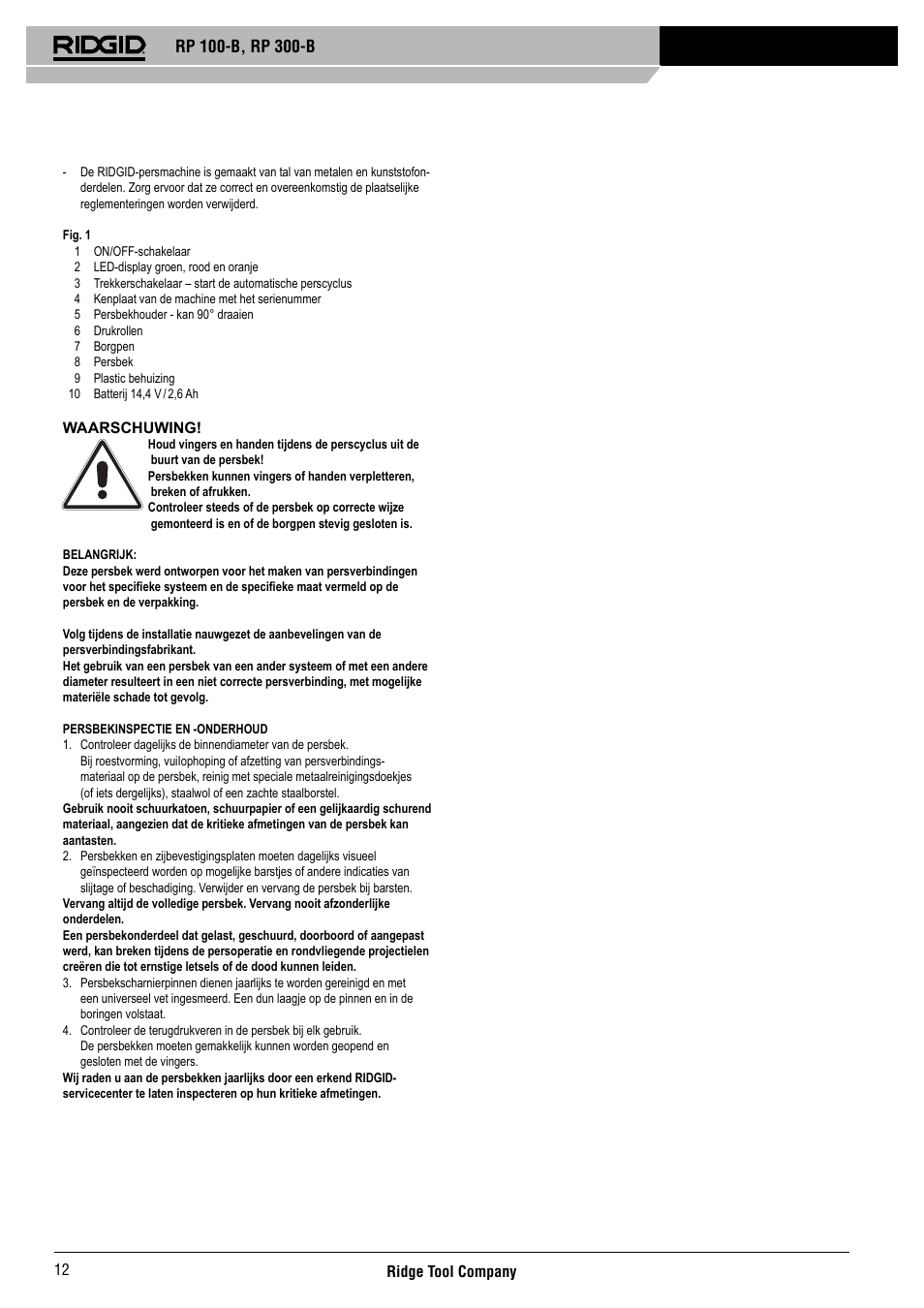 RIDGID RP 300-B User Manual | Page 13 / 58