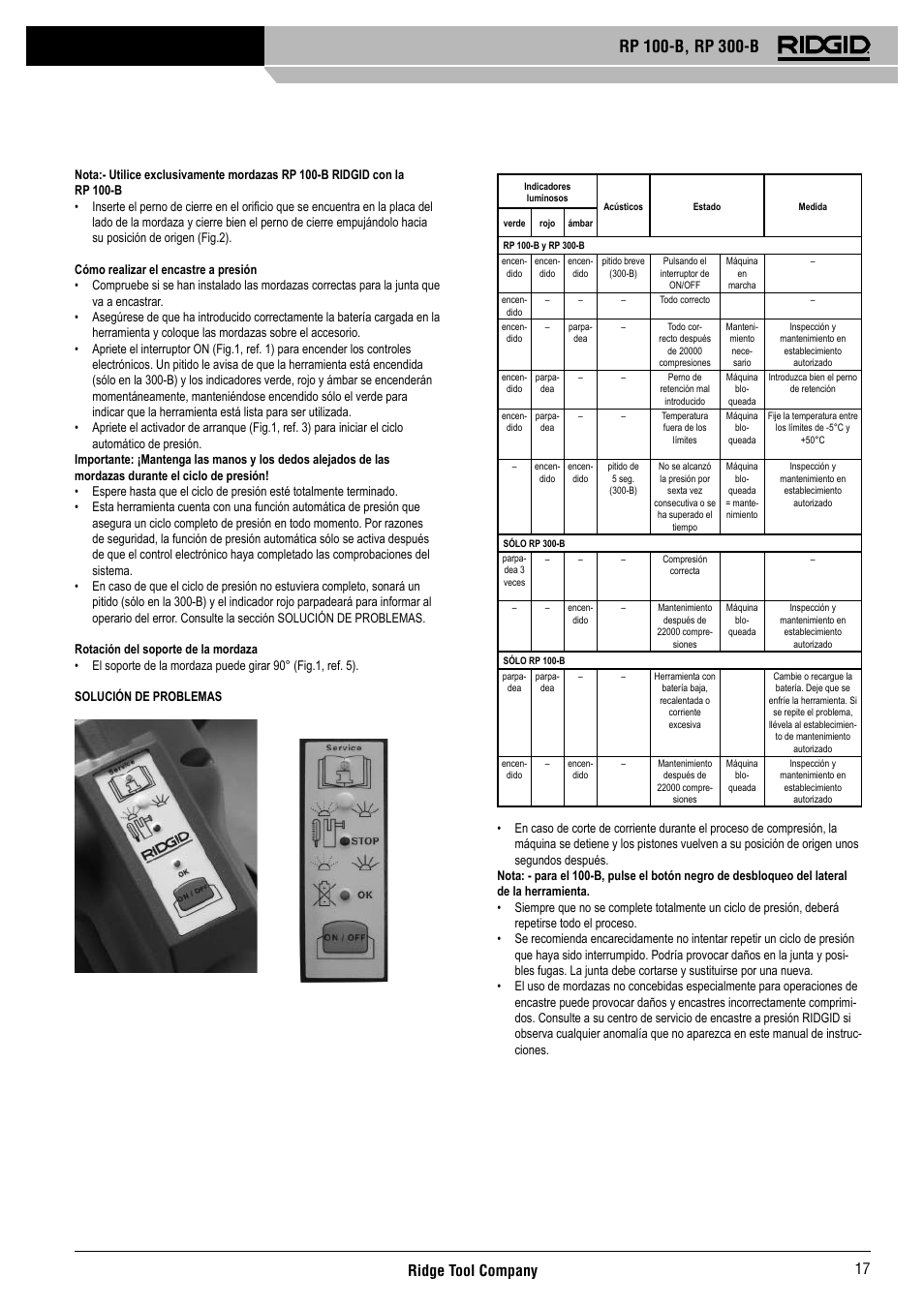 Ridge tool company 17 | RIDGID RP 300-B User Manual | Page 18 / 58