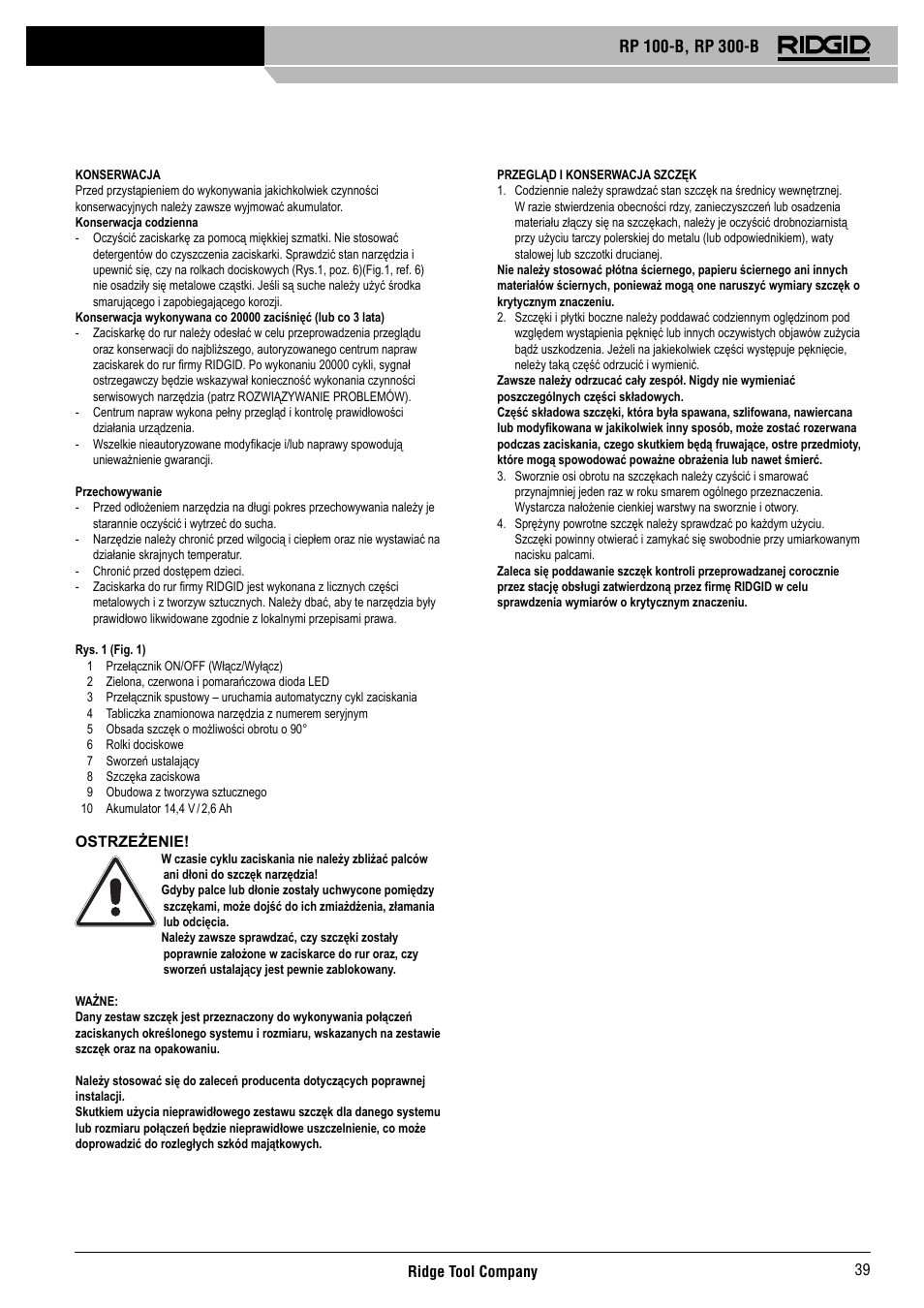 RIDGID RP 300-B User Manual | Page 40 / 58