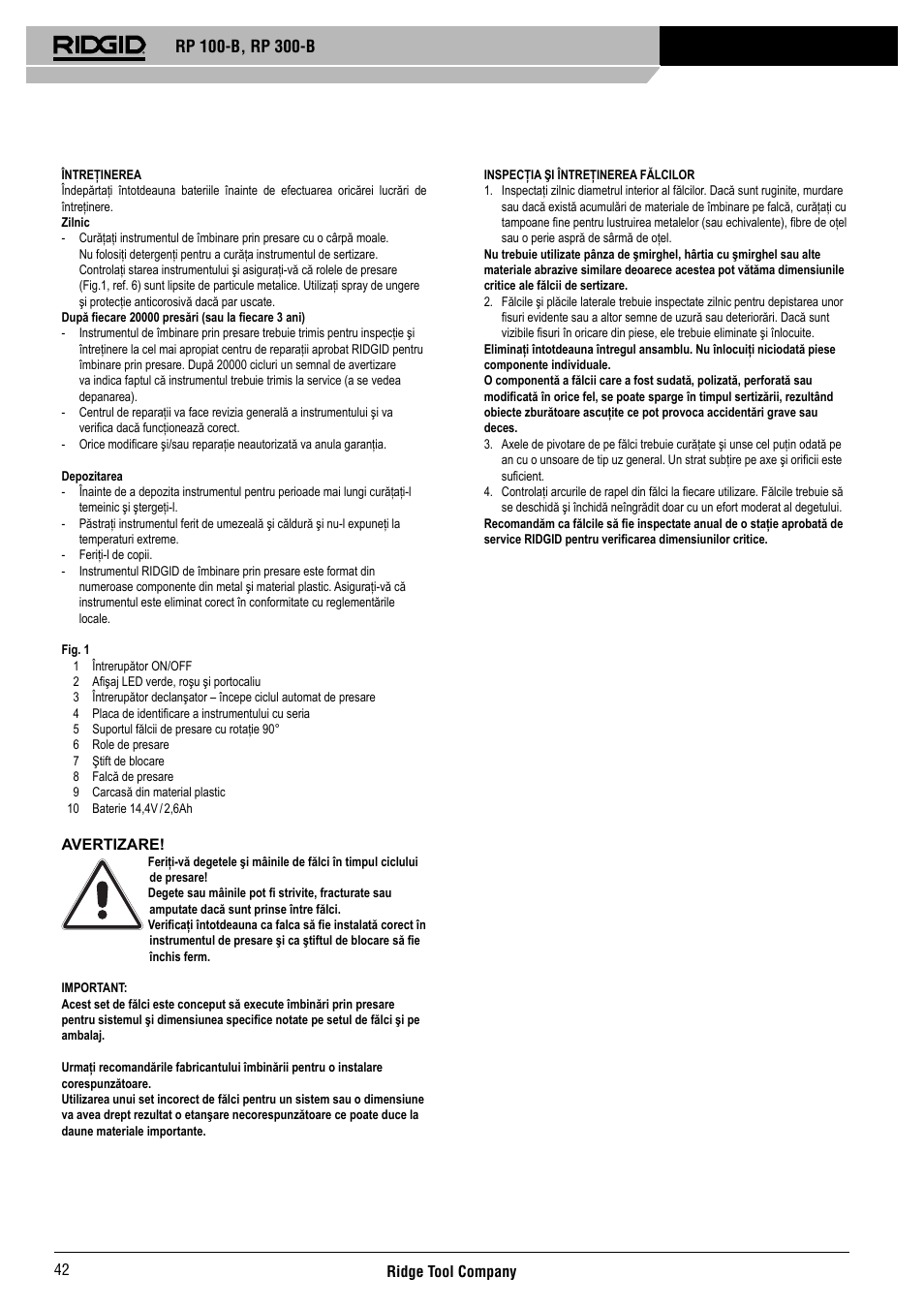 RIDGID RP 300-B User Manual | Page 43 / 58