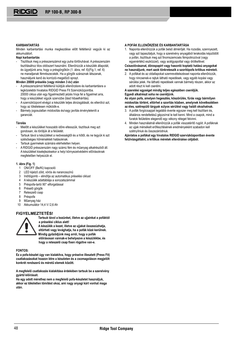 RIDGID RP 300-B User Manual | Page 49 / 58