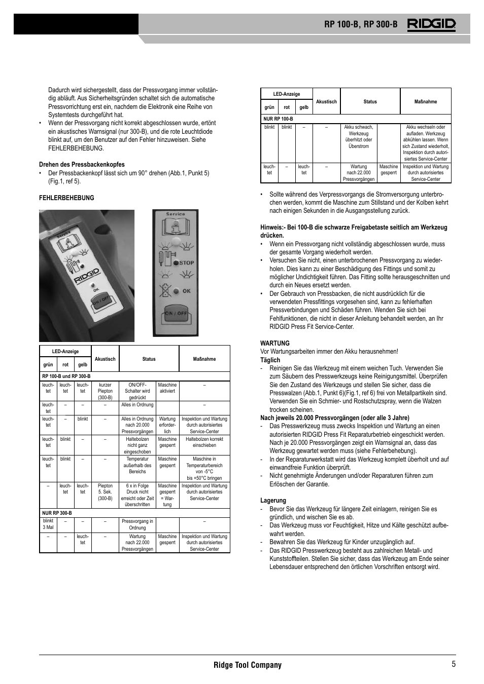 Ridge tool company 5 | RIDGID RP 300-B User Manual | Page 6 / 58