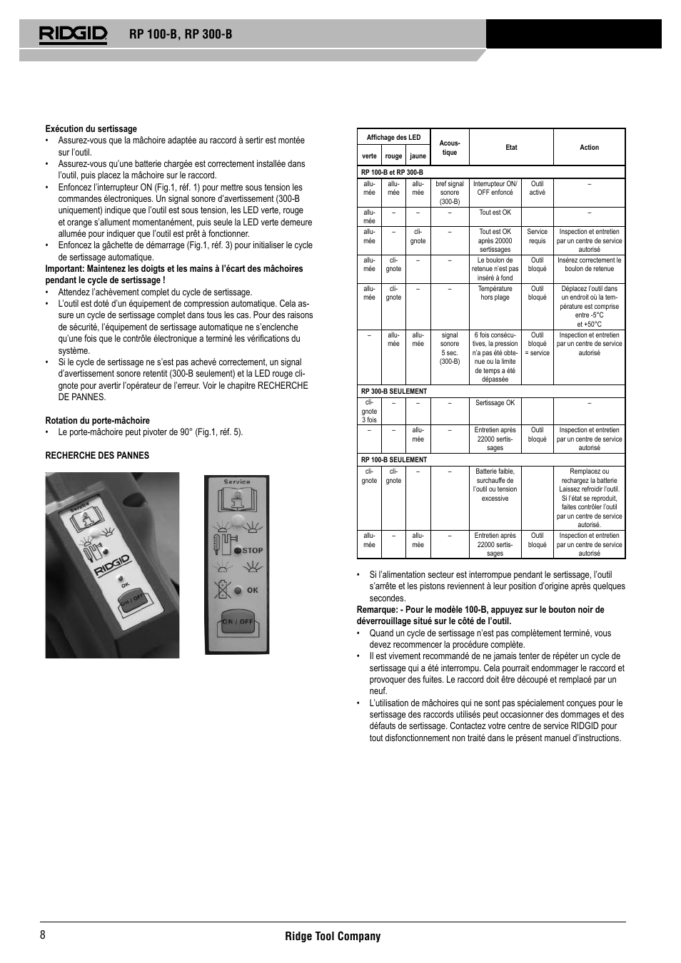 Ridge tool company 8 | RIDGID RP 300-B User Manual | Page 9 / 58