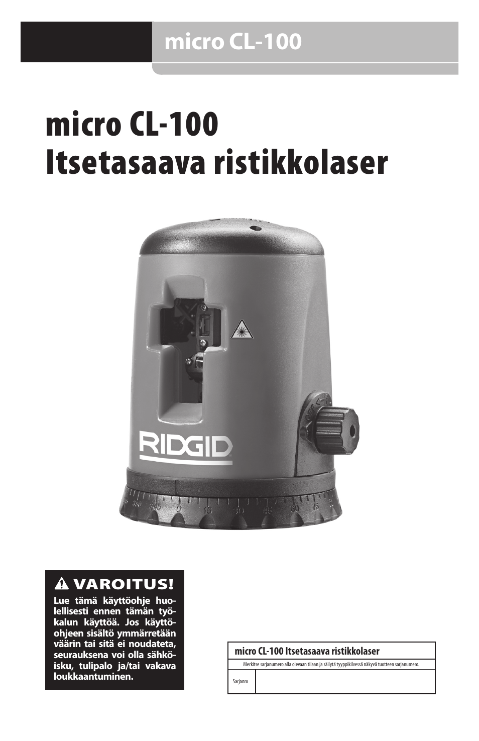 Micro cl-100 itsetasaava ristikkolaser, Micro cl-100 | RIDGID micro CL-100 User Manual | Page 103 / 228