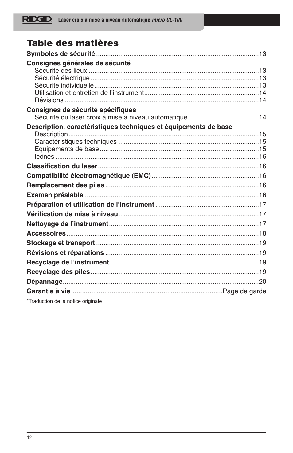 RIDGID micro CL-100 User Manual | Page 14 / 228