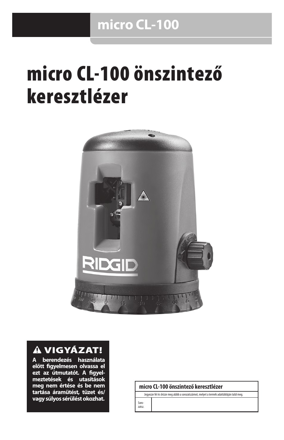 Micro cl-100 önszintező keresztlézer, Micro cl-100 | RIDGID micro CL-100 User Manual | Page 153 / 228