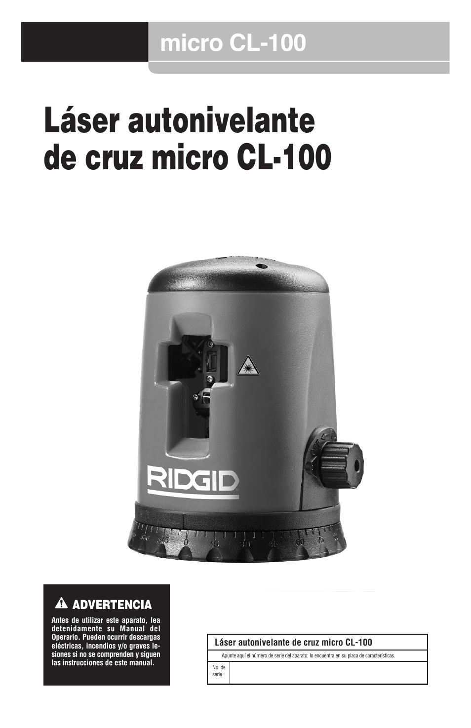 Láser autonivelante de cruz micro cl-100, Micro cl-100 | RIDGID micro CL-100 User Manual | Page 23 / 228